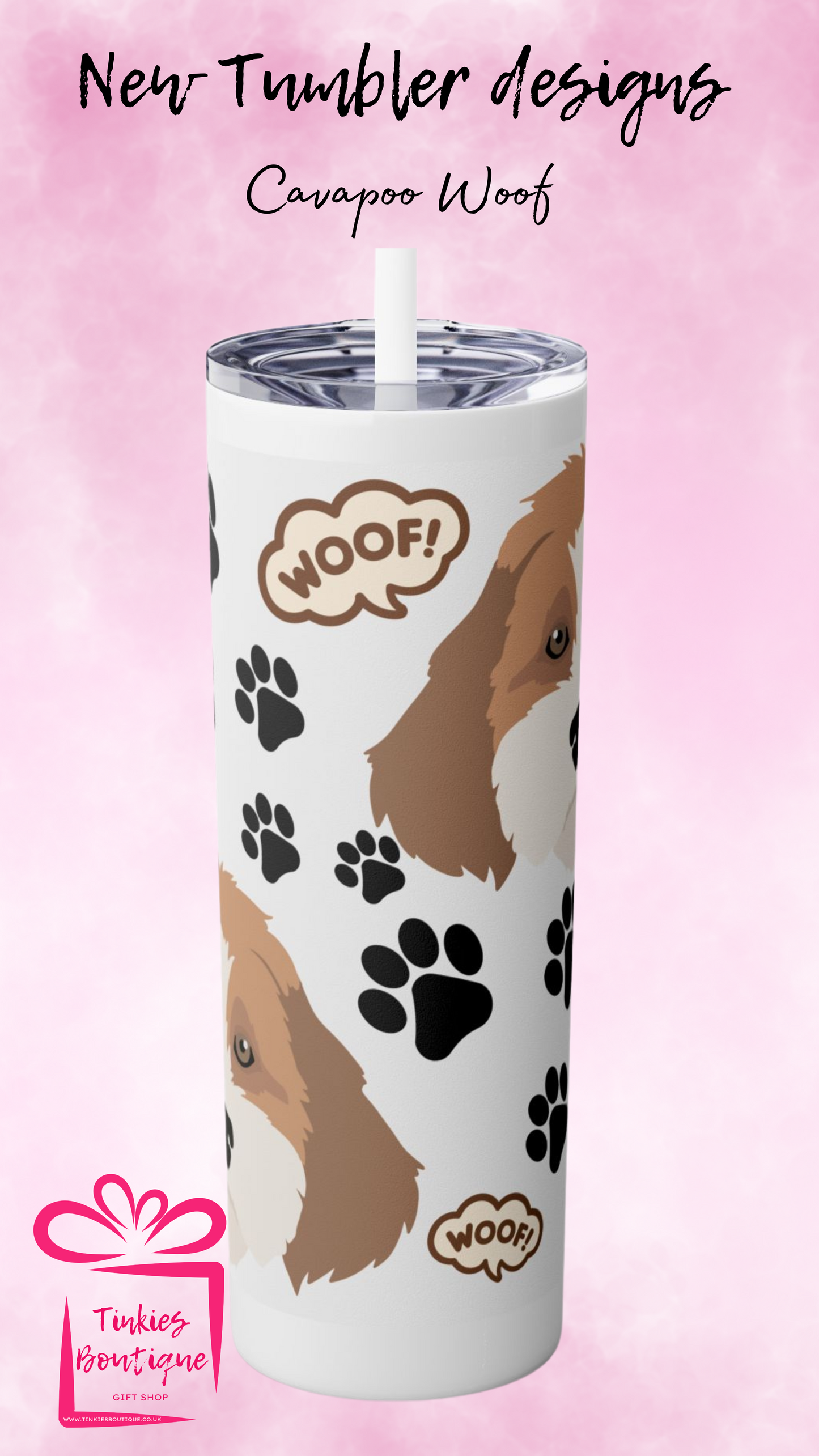 20oz Cavapoo & Cockapoo Wood Grain Dog Tumbler - Perfect for Dog Lovers!