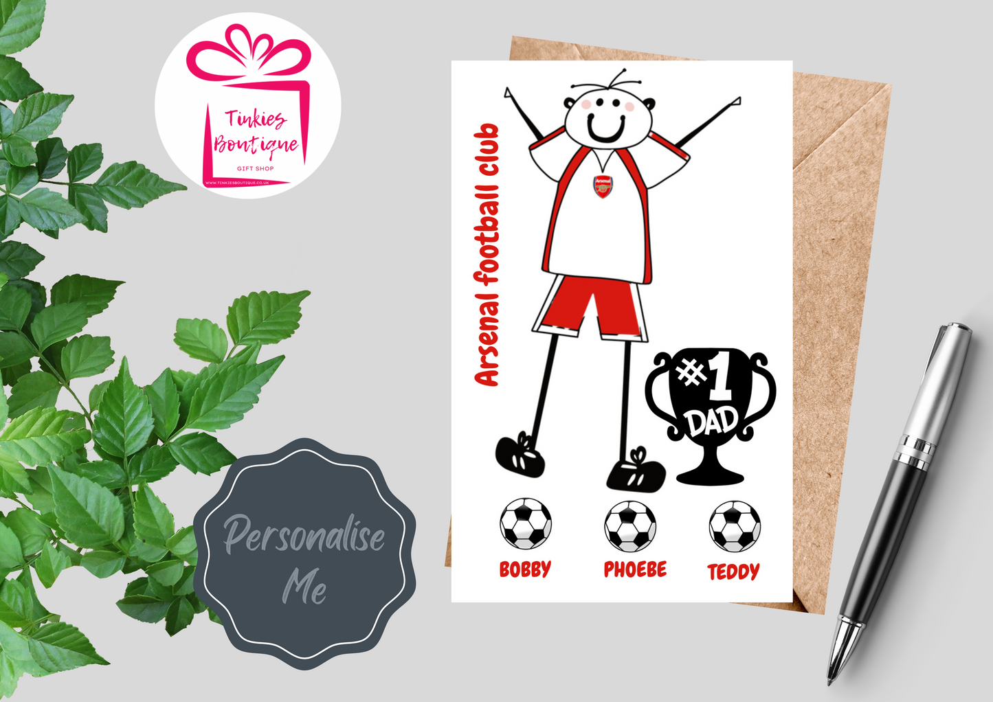 Fathers Day Stick Man Football card - custom card - - personalised Gift Card