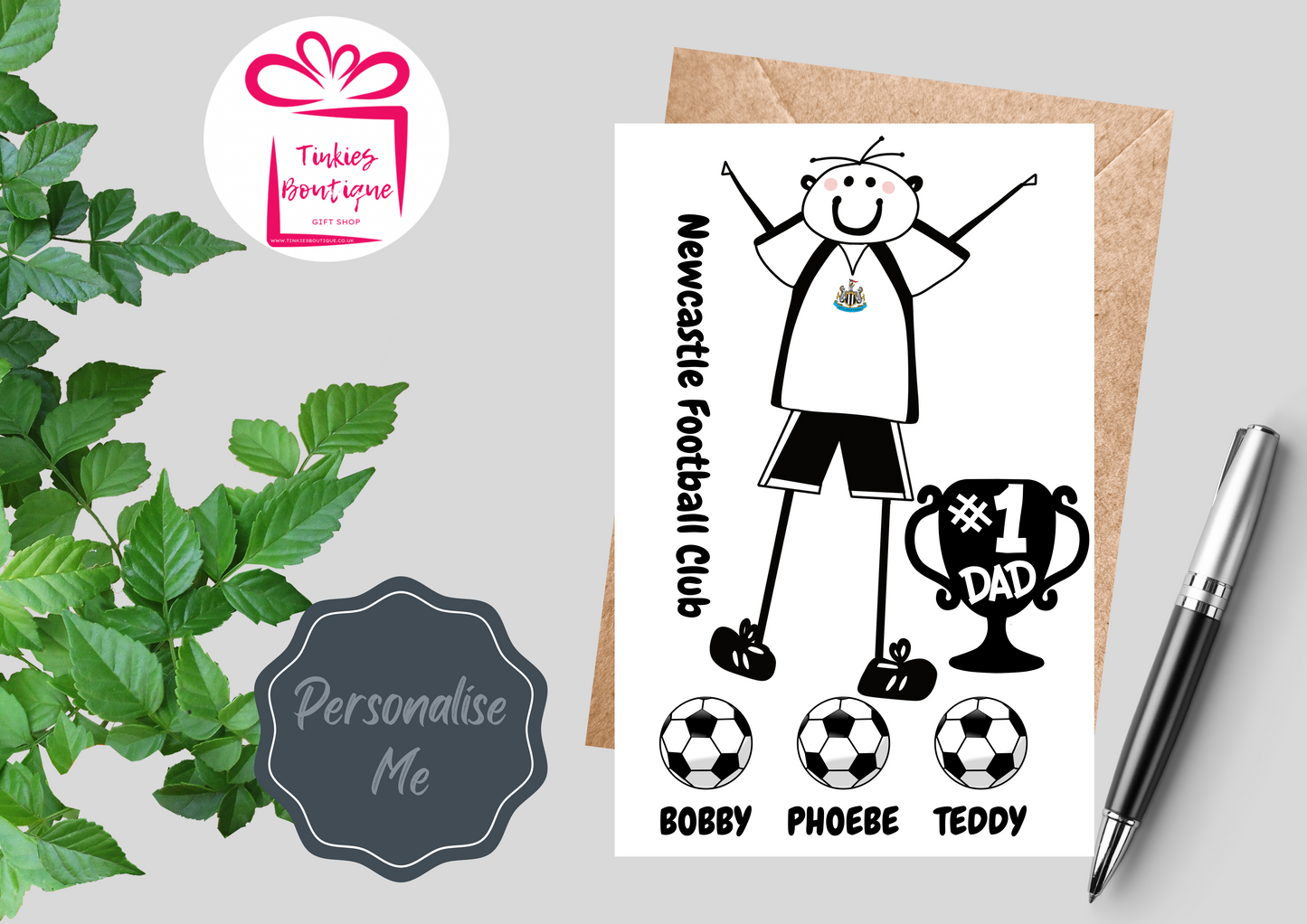 Fathers Day Stick Man Football card - custom card - - personalised Gift Card