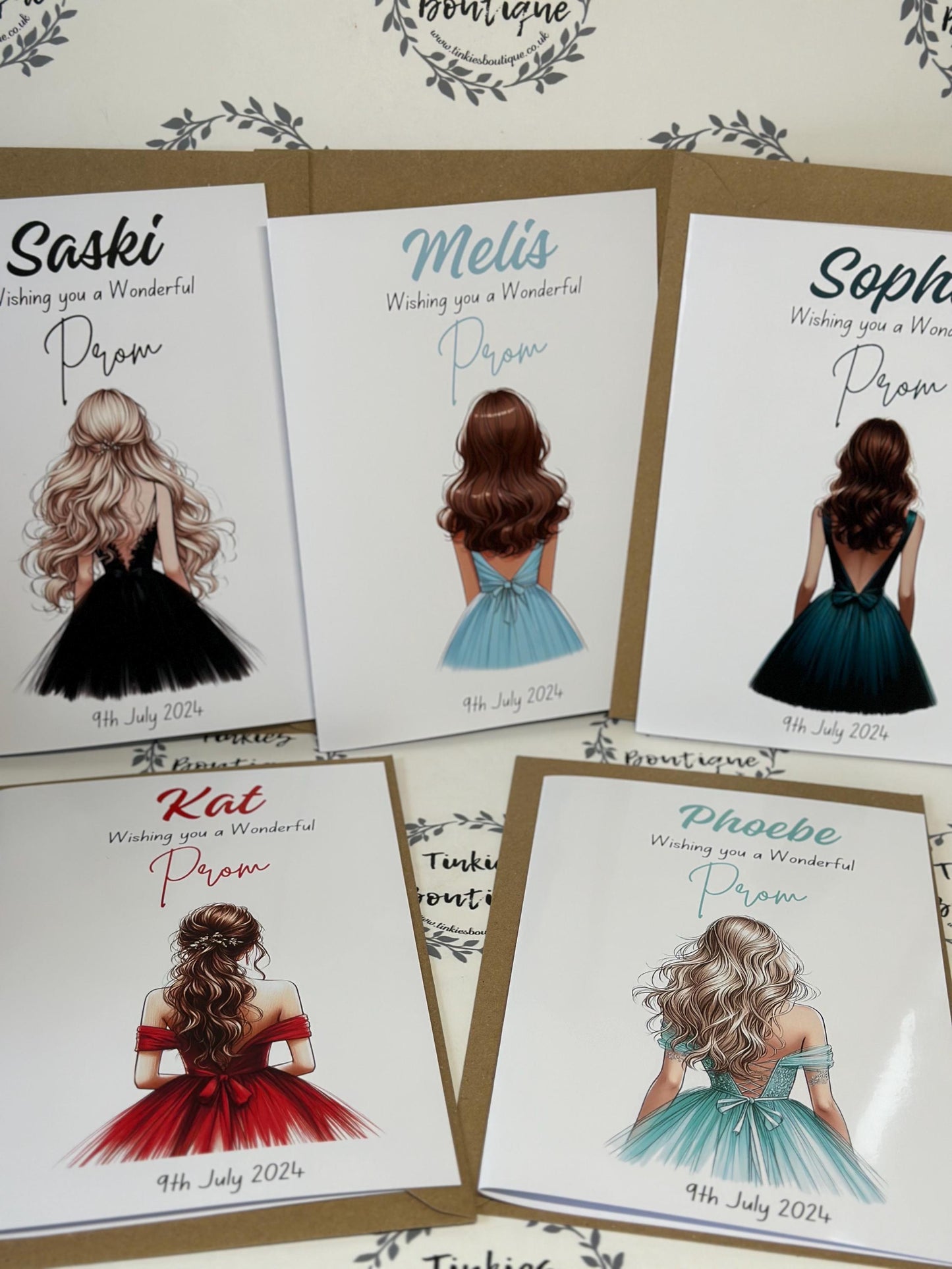 Personalised Prom Cards for teens, changeable, Secondary School Prom, University Prom, School Leavers Prom, Prom Night UK