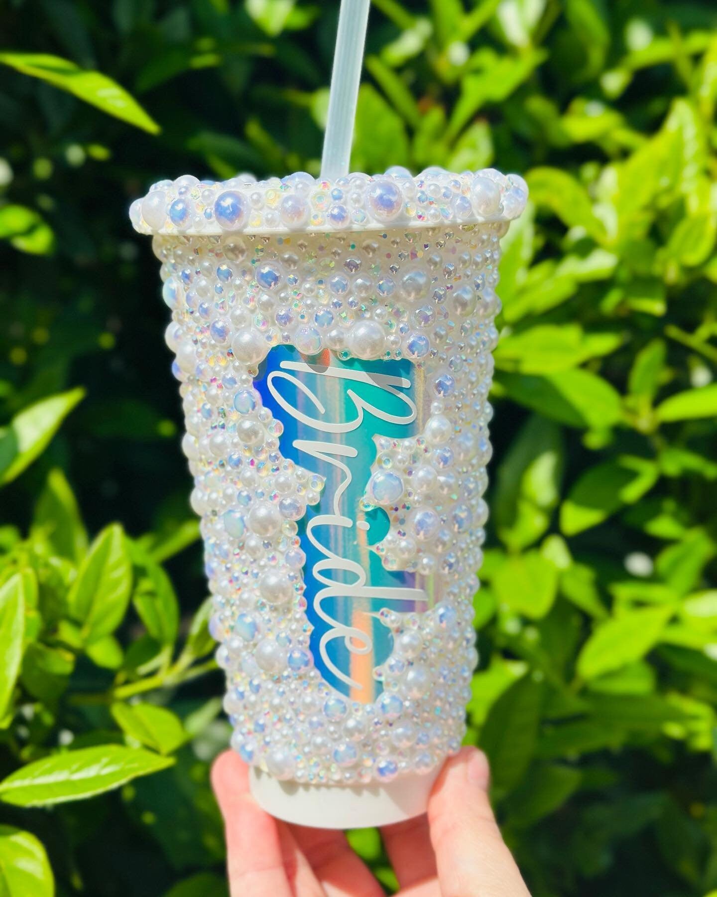 Luxury Rhinestone and pearls Bride Bling Tumbler