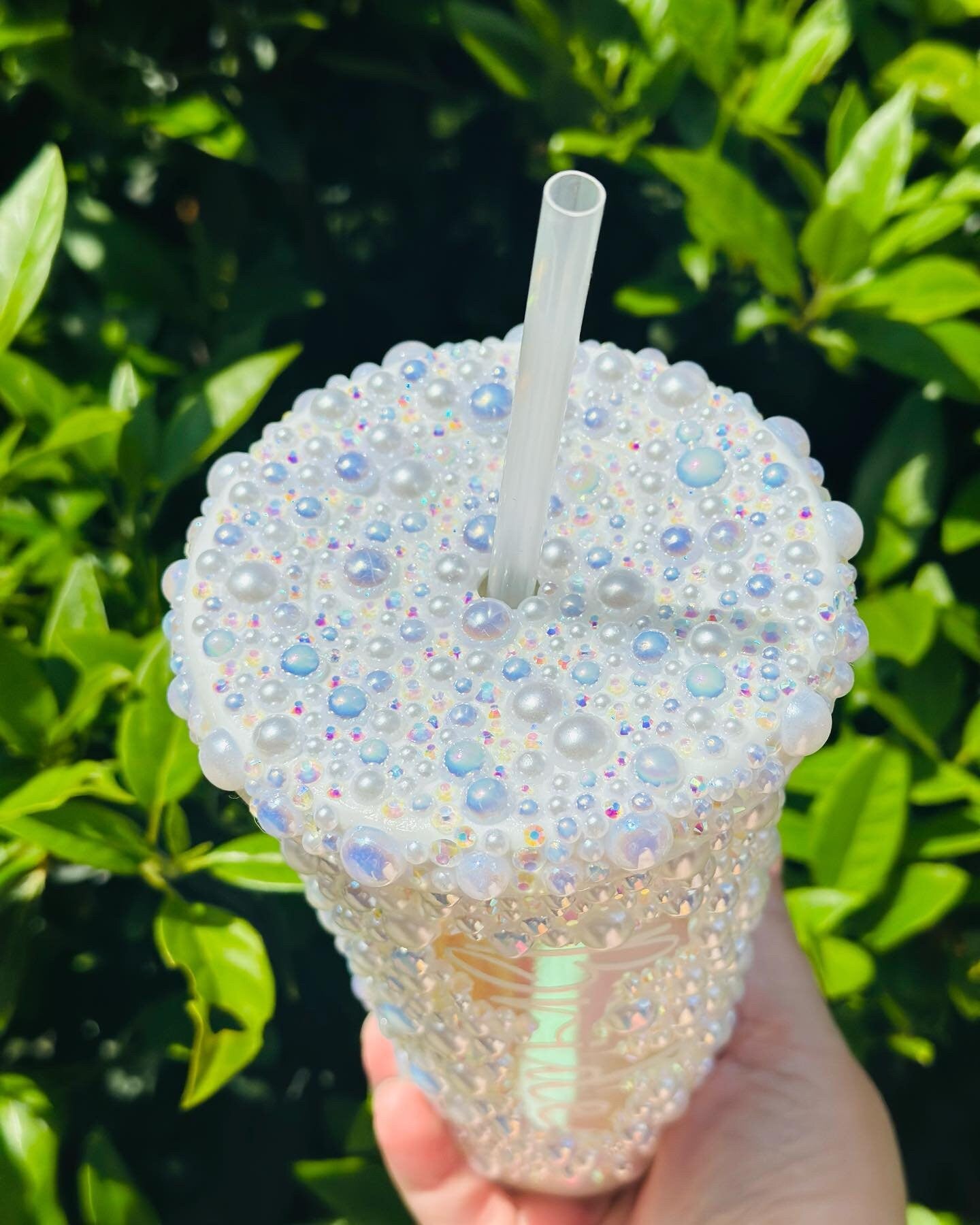 Luxury Rhinestone and pearls Bride Bling Tumbler