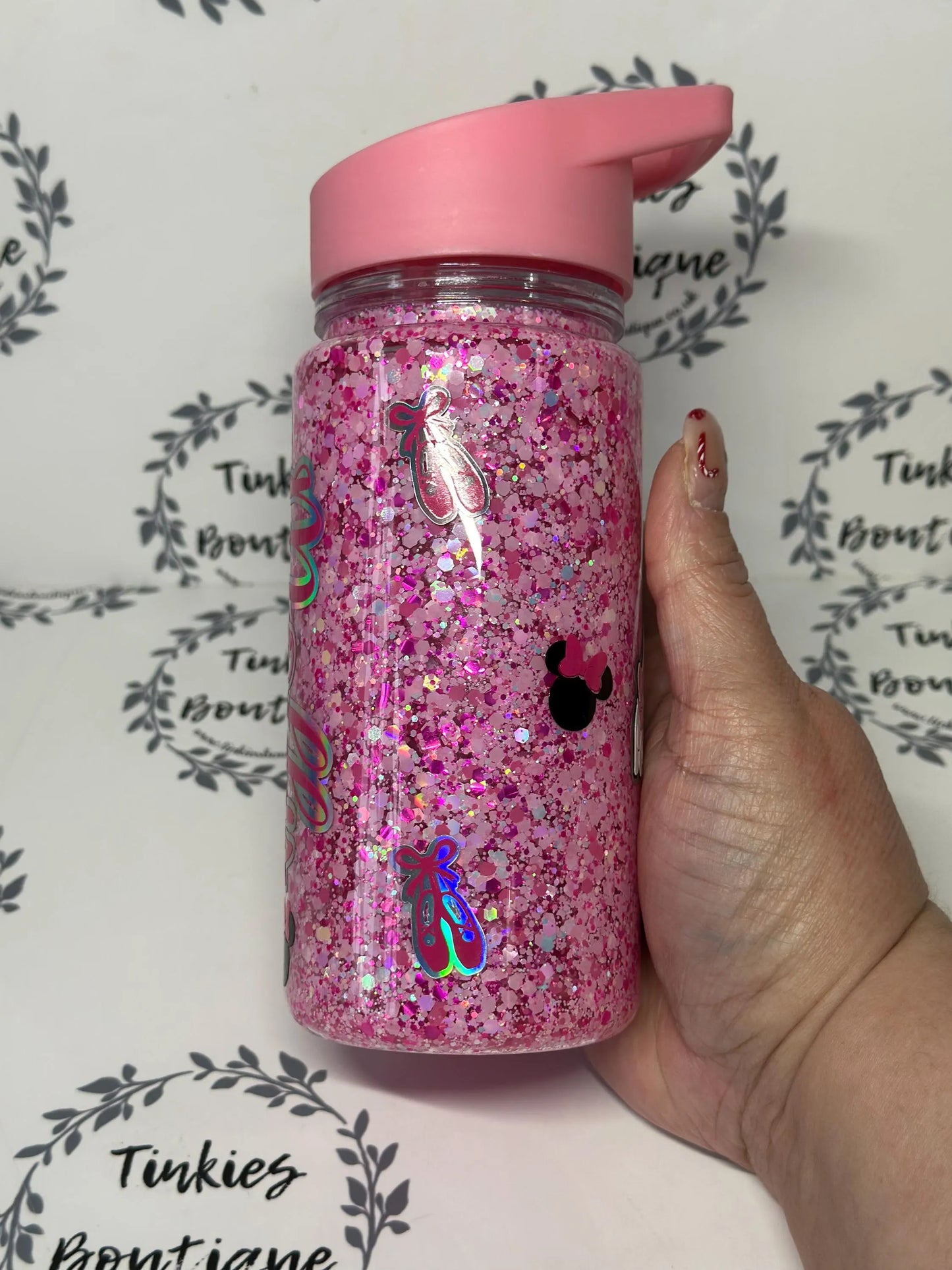 Mouse ballet dancer inspired 10oz double walled tumbler no globe glitter tumbler personalised