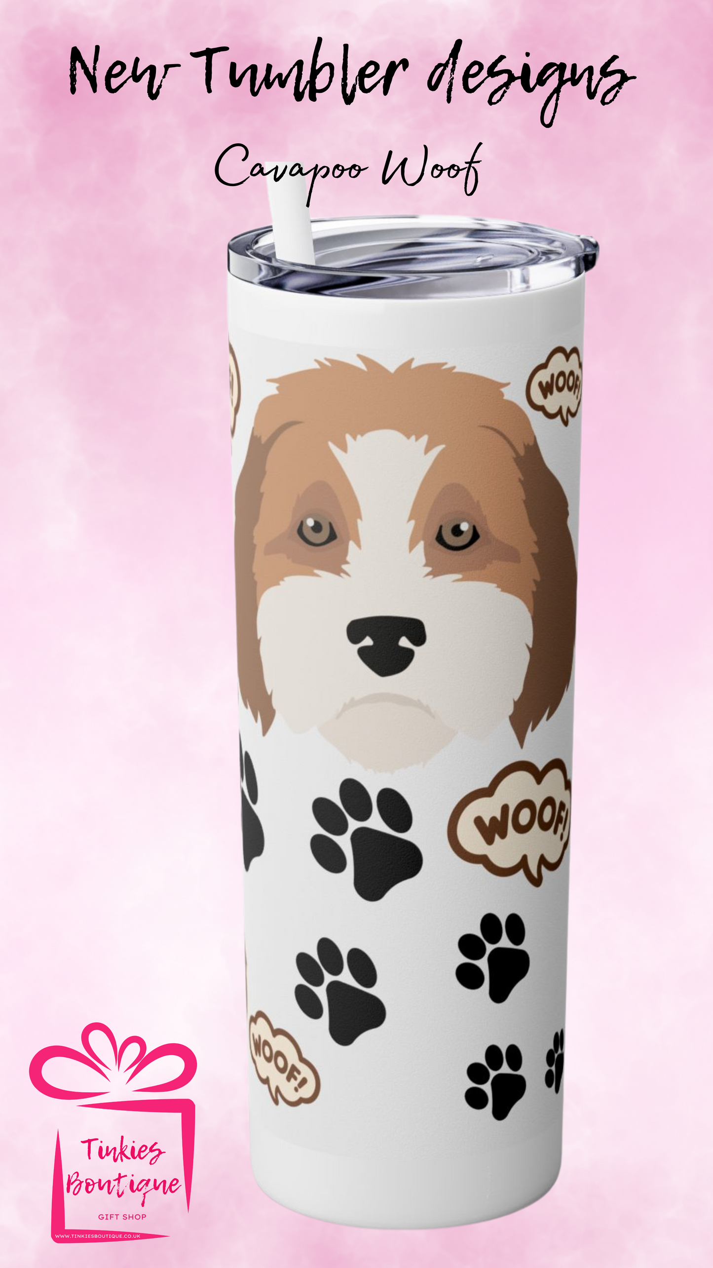 20oz Cavapoo & Cockapoo Wood Grain Dog Tumbler - Perfect for Dog Lovers!