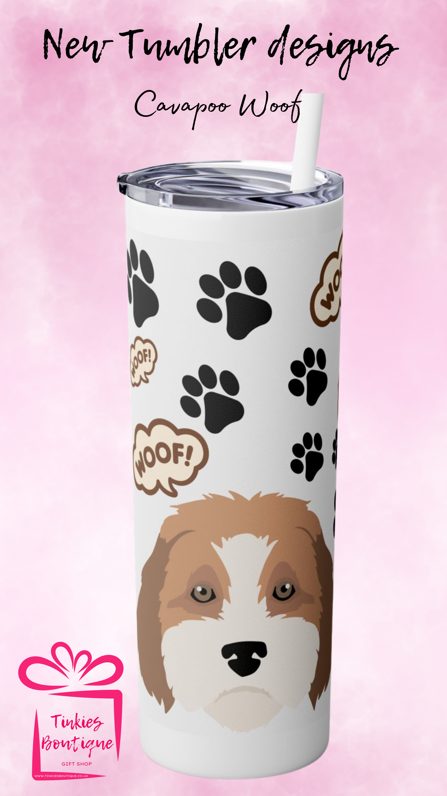 20oz Cavapoo & Cockapoo Wood Grain Dog Tumbler - Perfect for Dog Lovers!