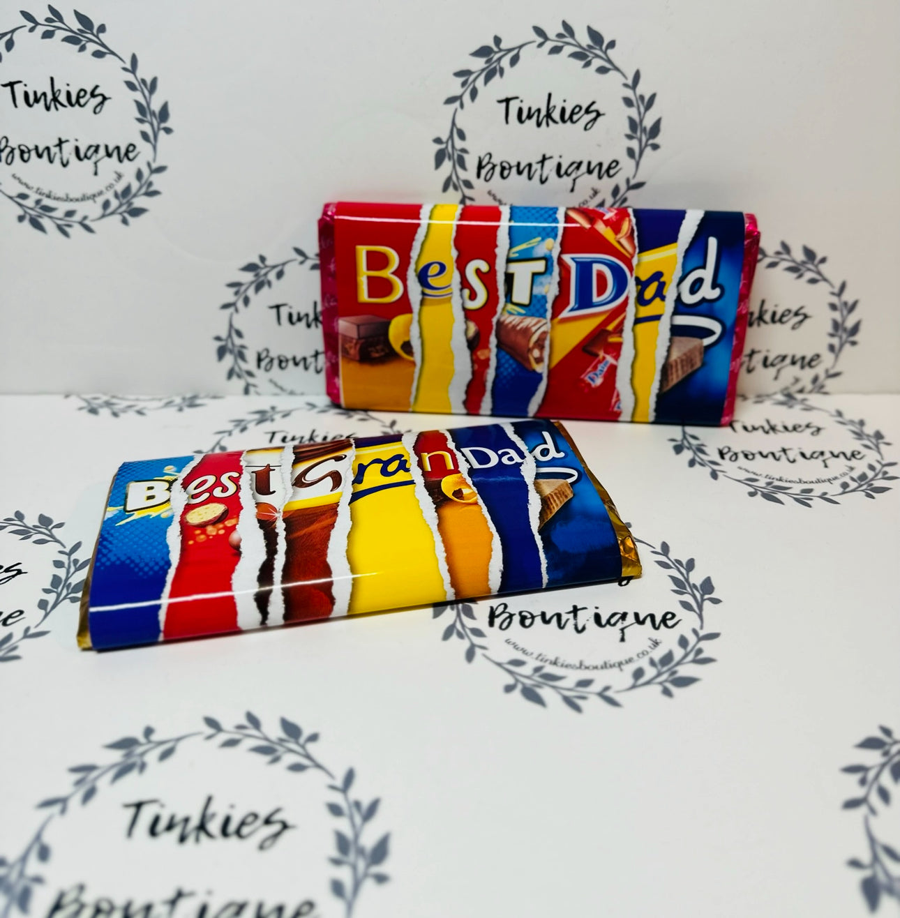 Fathers Day chocolate bar with personalised message on back