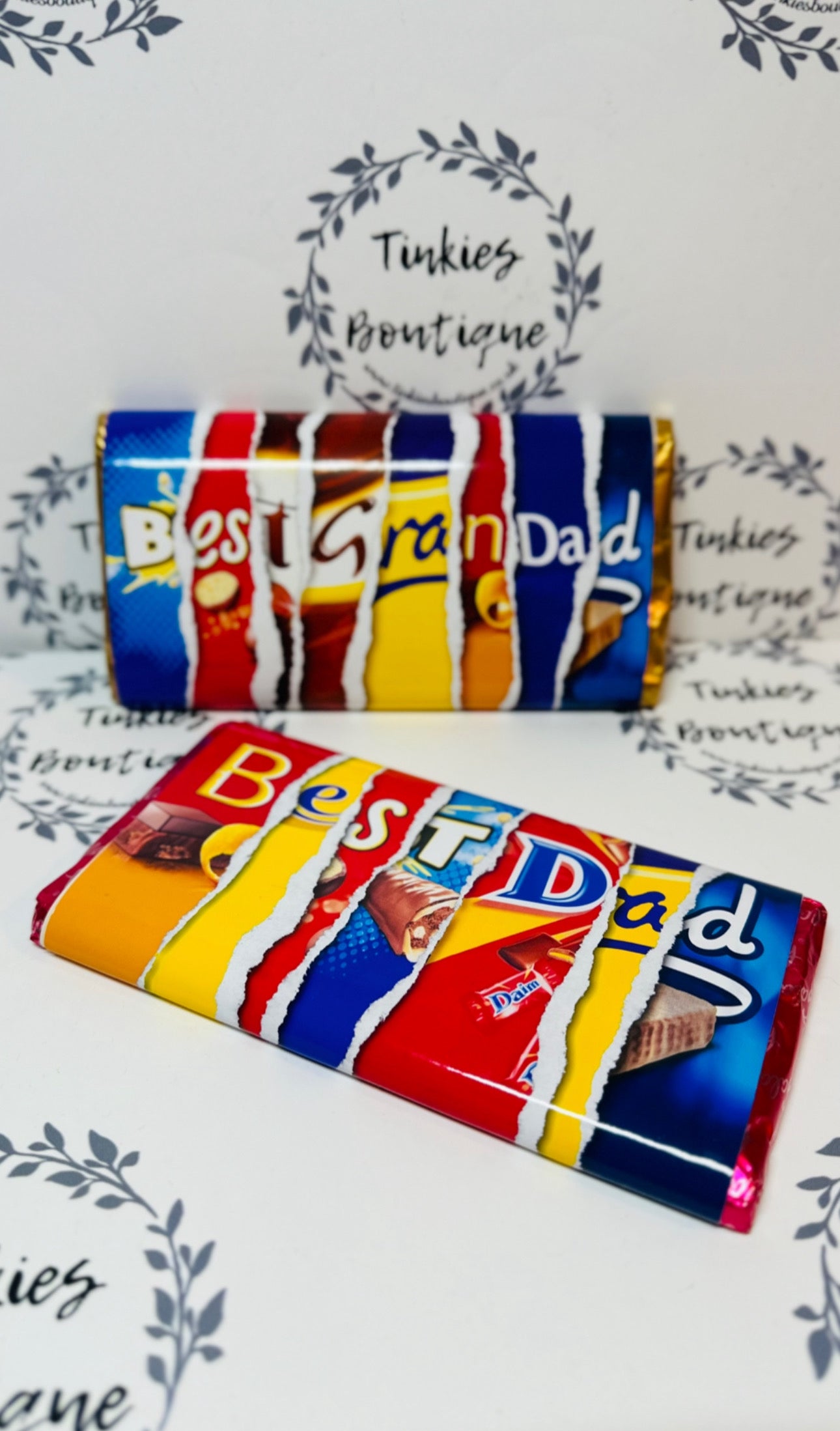 Fathers Day chocolate bar with personalised message on back