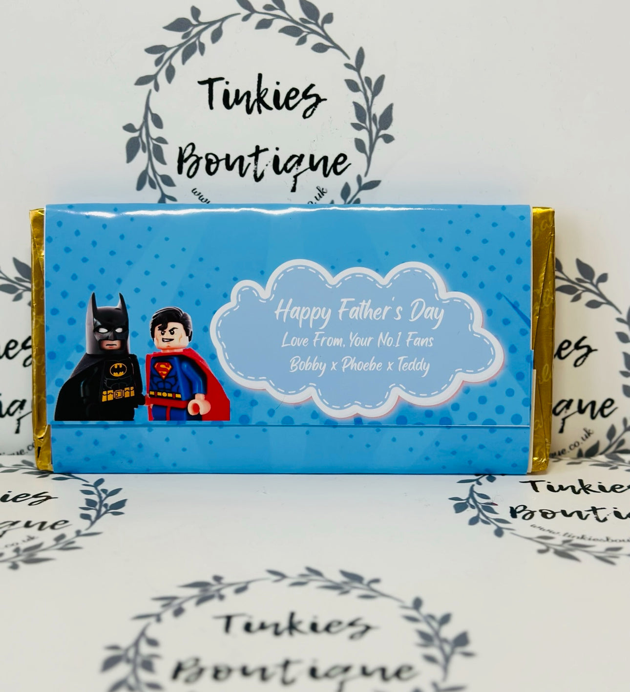 Fathers Day chocolate bar with personalised message on back