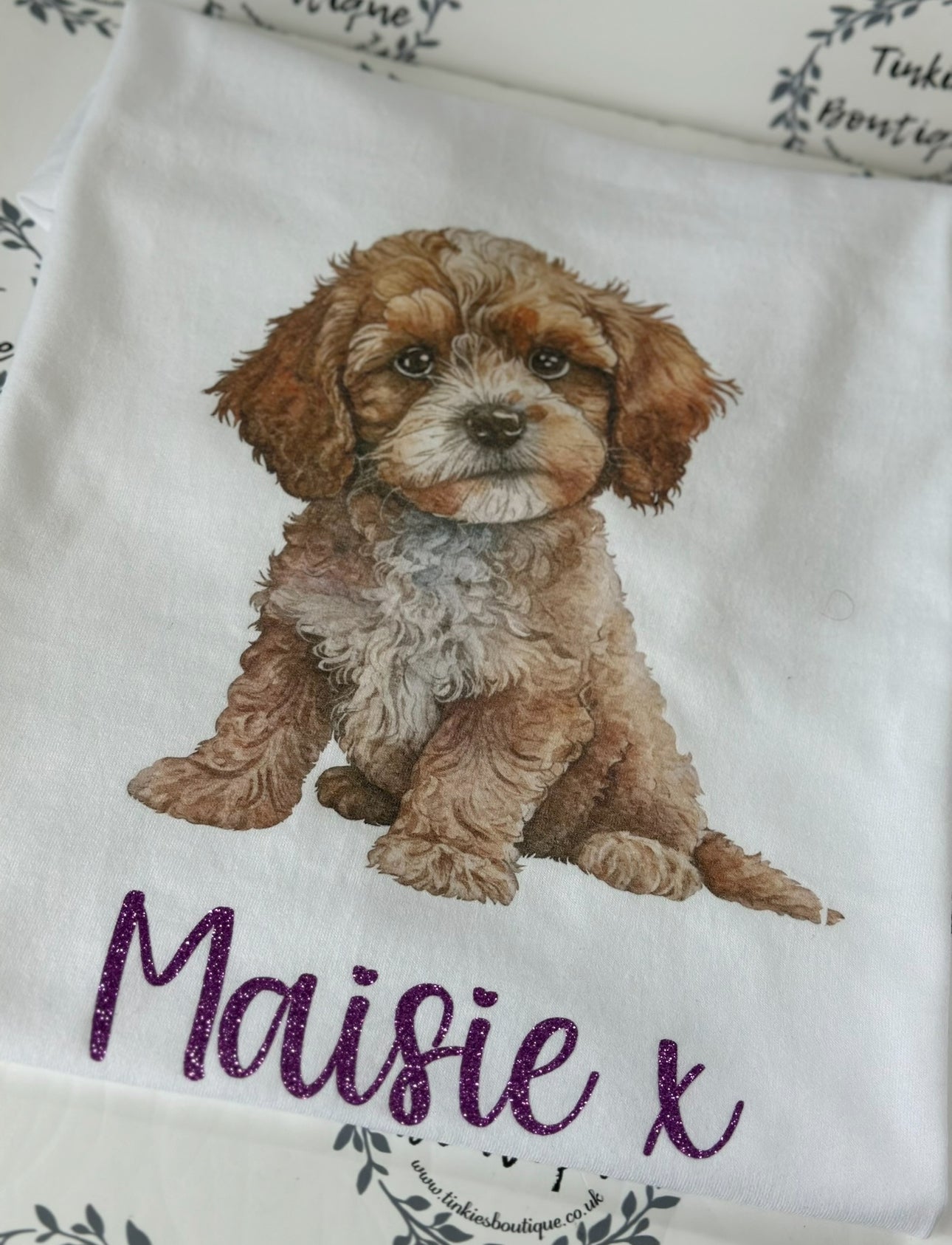 Custom Puppy Dog T-Shirt – Personalised Pet Shirt with Name –Design by Tinkies Boutique