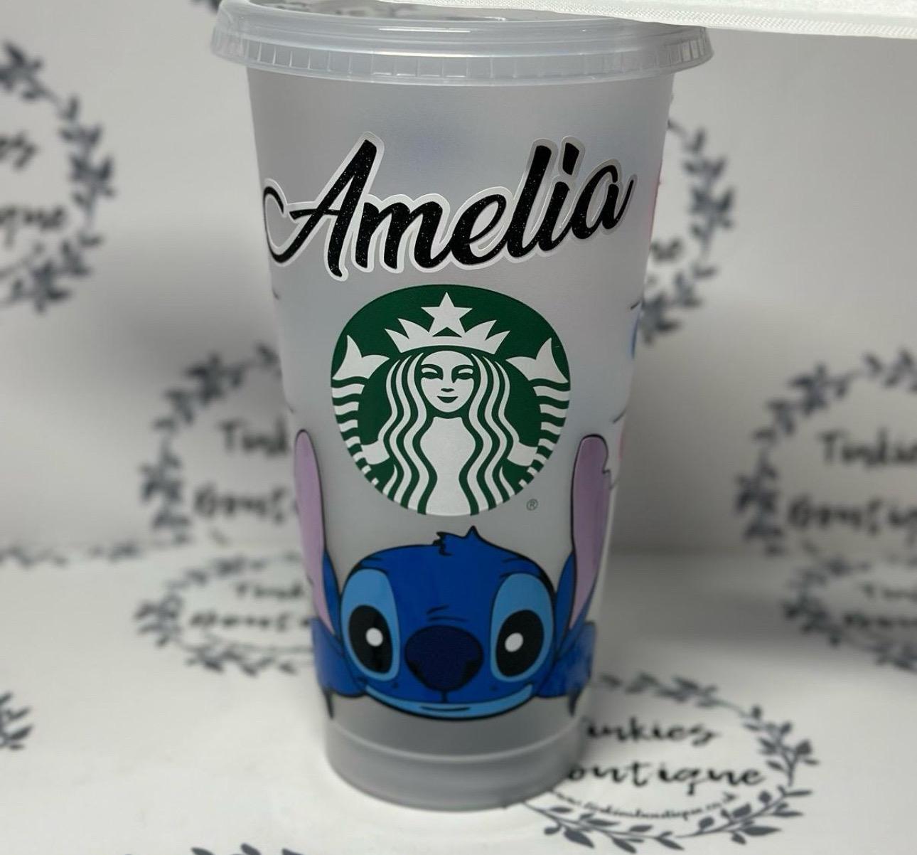 Stitch Cold Cup Tumbler with Gemmed & Glitter Lid – Perfect for Disney Fans!