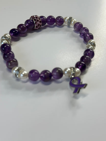 Fibromyalgia Awareness Bracelet – Purple Ribbon Gift for Her | Strength & Hope Jewelry