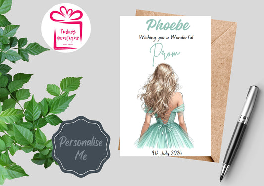 Personalised  Prom Cards for teens, changeable, Secondary School Prom, University Prom, School Leavers Prom, Prom Night UK