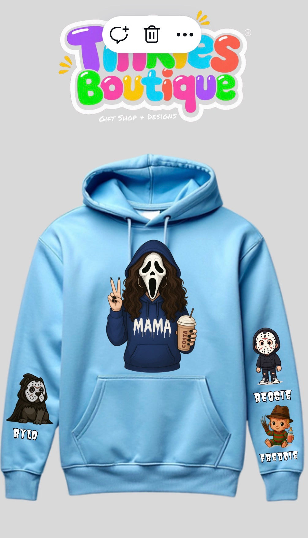 Mama Horror Hoodie | Funny Halloween Mama Sweatshirt | Ghost Face Coffee Hoodie | Cute Scary Movie Mom Sweatshirt | Spooky Season Fall Outfit