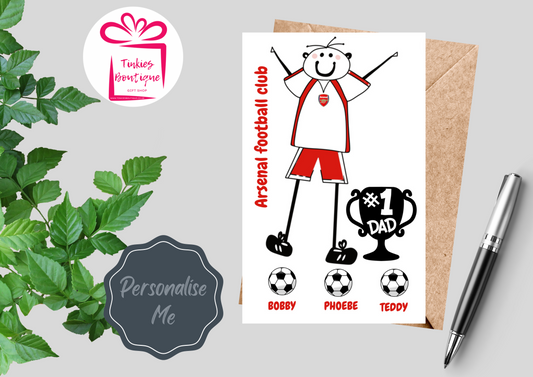 Fathers Day Stick Man Football card - custom card - - personalised Gift Card