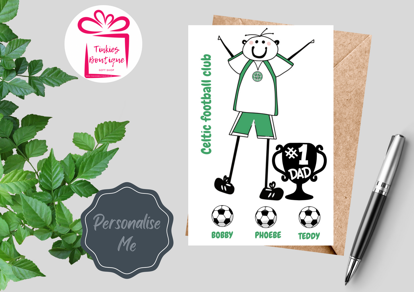 Fathers Day Stick Man Football card - custom card - - personalised Gift Card