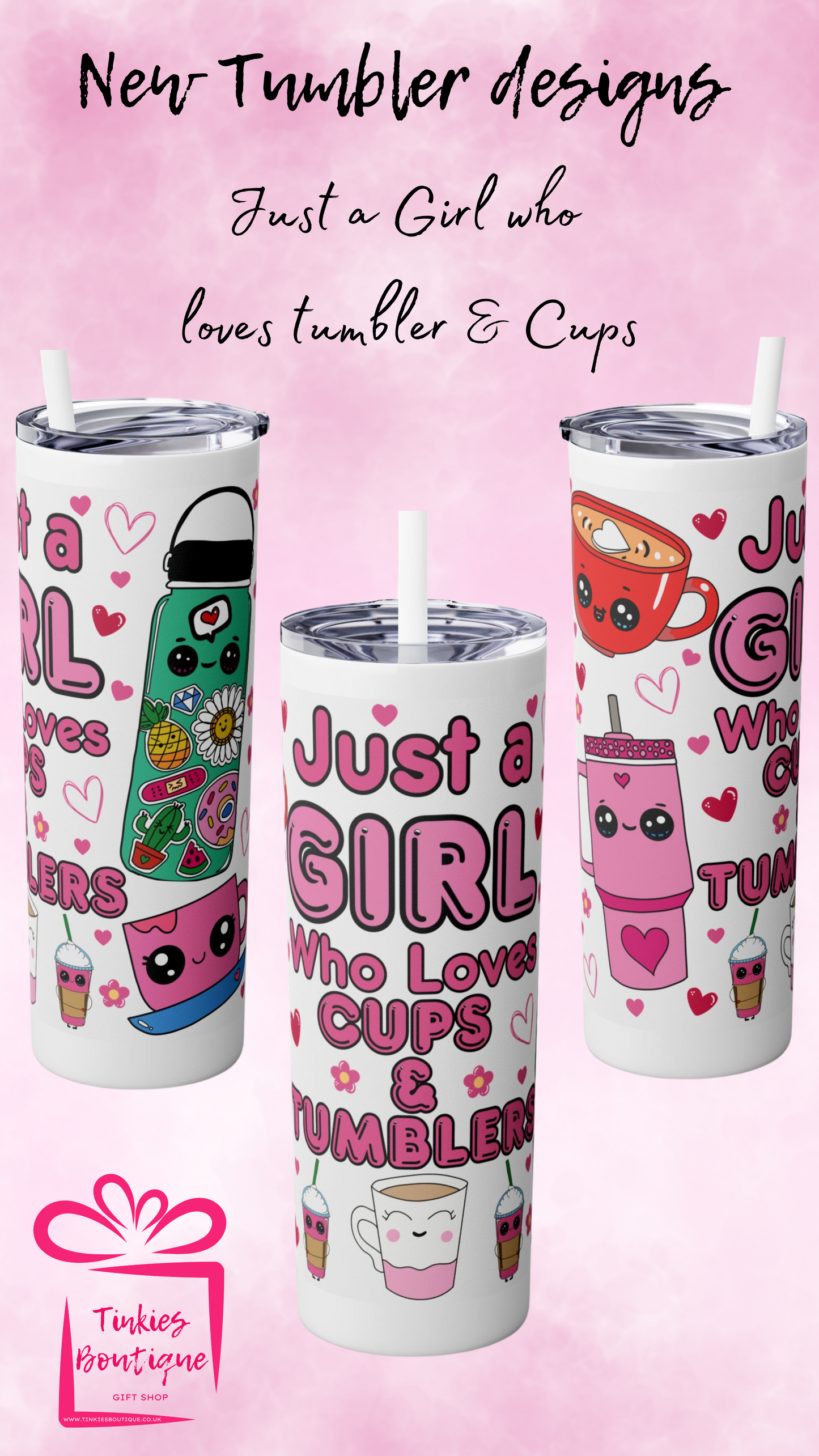20oz Im Just a Girl Who Loves Tumblers & Cups’ Tumbler - Perfect for Drinkware Fans