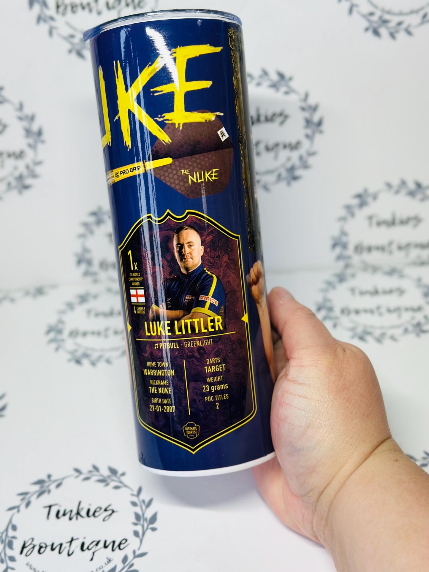 Personalised Luke littler 20oz Stainless Steel Tumbler for any Darts fan - Darts Personalised Gift