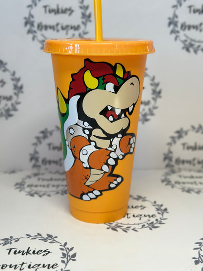 Mario and Friends Cold Cup Tumbler | Super Mario Movie-Inspired Drinkware - reusable, leak-proof lid