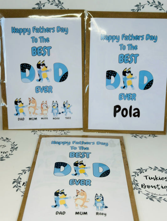 Fathers Day card - blue one theme Father’s Day custom card - custom gift card - personalised