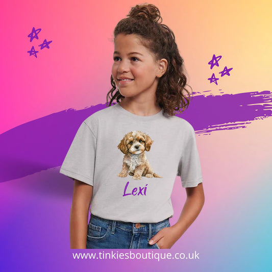 Custom Puppy Dog T-Shirt – Personalised Pet Shirt with Name –Design by Tinkies Boutique