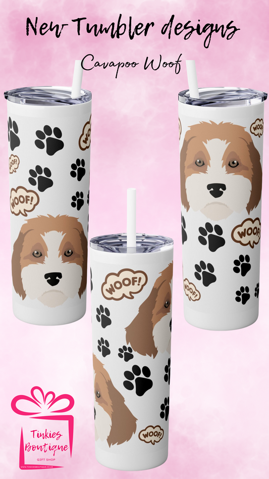 20oz Cavapoo & Cockapoo Wood Grain Dog Tumbler - Perfect for Dog Lovers!