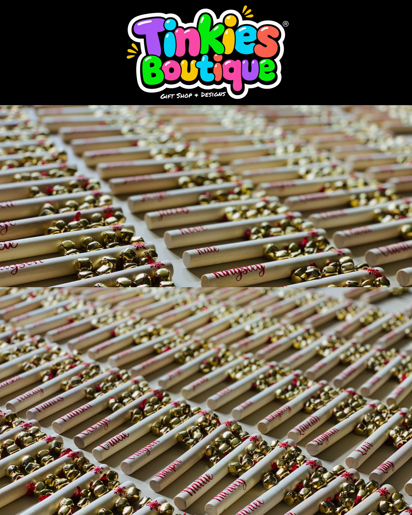Personalized Christmas Jingle Bells – Custom Name Wooden Musical Bells for Kids