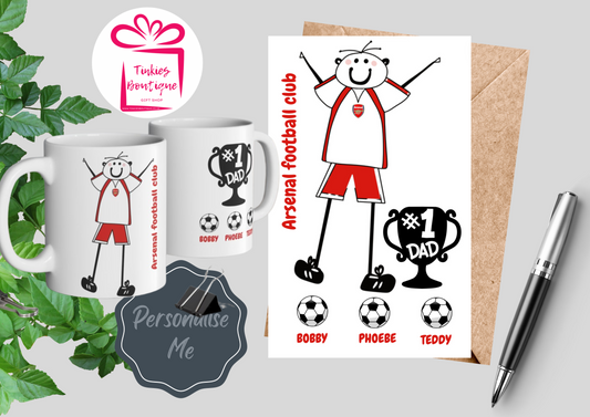 Fathers Day Stick Man Football Mug & Card Set - custom Mug- - personalised Gift