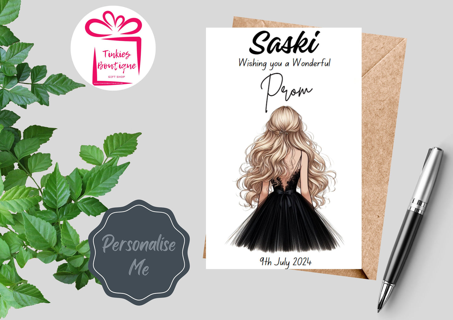 Personalised  Prom Cards for teens, changeable, Secondary School Prom, University Prom, School Leavers Prom, Prom Night UK