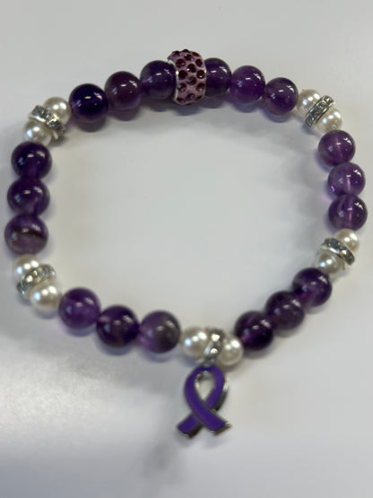 Fibromyalgia Awareness Bracelet – Purple Ribbon Gift for Her | Strength & Hope Jewelry