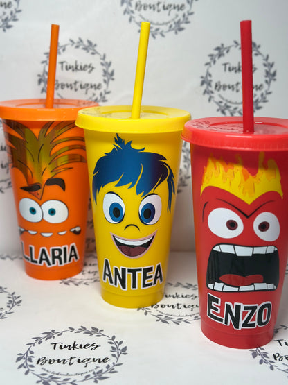 Inside Out 2 Inspired Cold Cups - Customisable Character-Themed Tumblers, Personalised Gifts