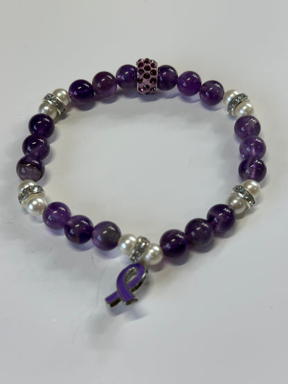 Fibromyalgia Awareness Bracelet – Purple Ribbon Gift for Her | Strength & Hope Jewelry
