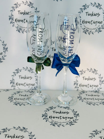PROM  Bundle with Personal Touch - Custom Gifts , School leavers  Personalised Prom glass Champagne Flute, Prom 2025, Prom Gift.