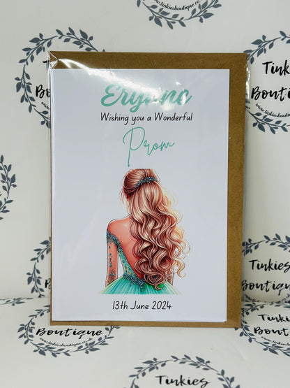 Personalised  Prom Cards for teens, changeable, Secondary School Prom, University Prom, School Leavers Prom, Prom Night UK