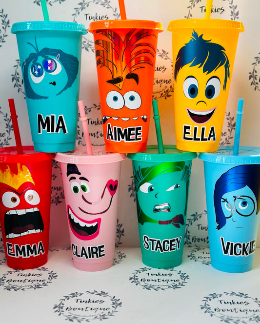 Inside Out 2 Inspired Cold Cups - Customisable Character-Themed Tumblers, Personalised Gifts