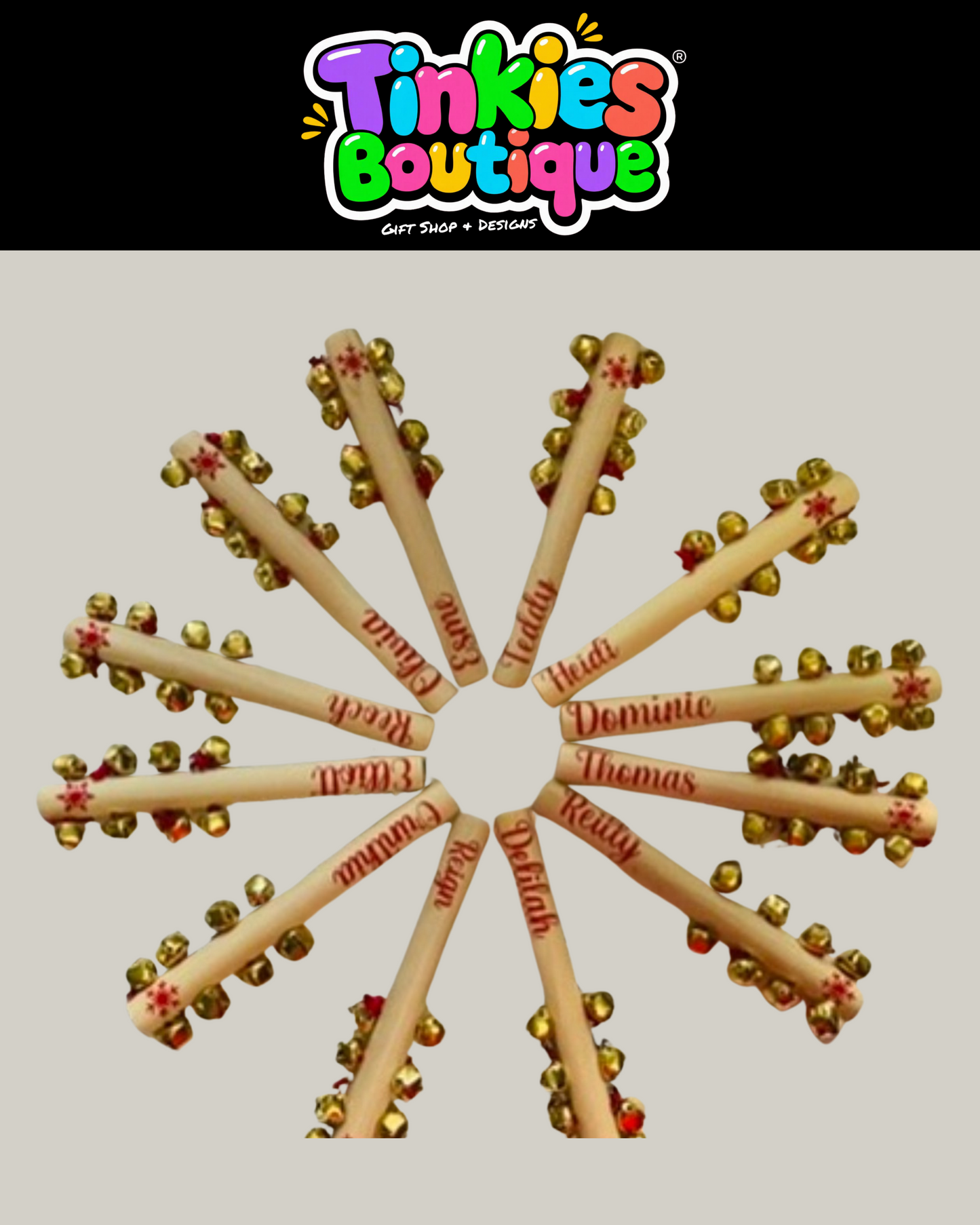 Personalized Christmas Jingle Bells – Custom Name Wooden Musical Bells for Kids