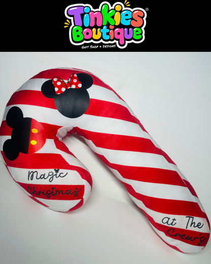 Personalised Magic Candy Cane Stripe Cushion | Custom Christmas Gift | Tinkies Boutique
