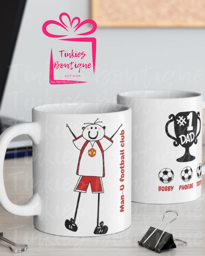 Fathers Day Stick Man Football Mug - custom Mug- - personalised Gift Mug