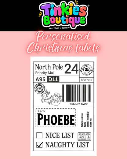 Personalised Santa Sticky Labels, Santa Mail, Santa Postage Labels, North Pole Post