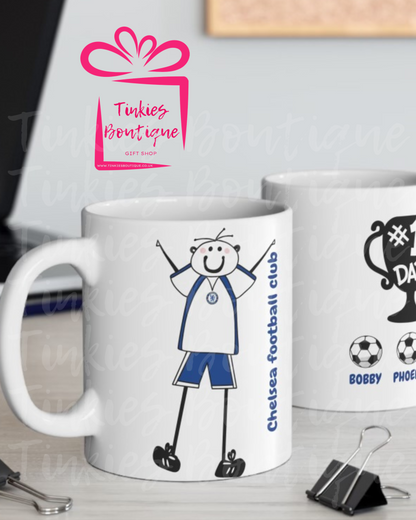 Fathers Day Stick Man Football Mug - custom Mug- - personalised Gift Mug