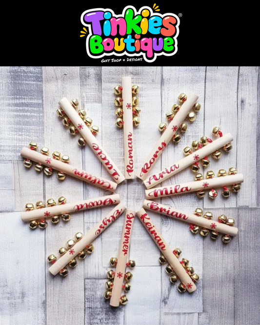 Personalized Christmas Jingle Bells – Custom Name Wooden Musical Bells for Kids
