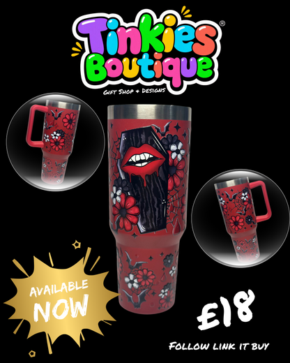 Custom spooky Halloween 40oz tumbler  – Spooky Halloween Design – Reusable Tumbler – Limited Edition