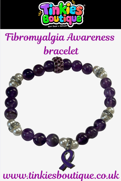 Fibromyalgia Awareness Bracelet – Purple Ribbon Gift for Her | Strength & Hope Jewelry