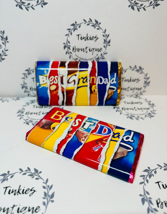 Fathers Day chocolate bar with personalised message on back