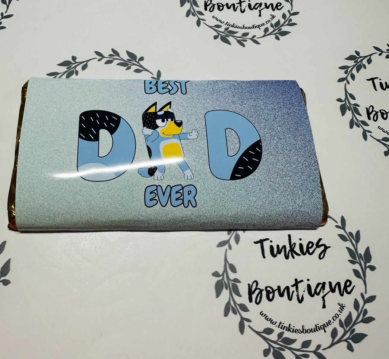 Fathers Day chocolate bar with personalised message on back