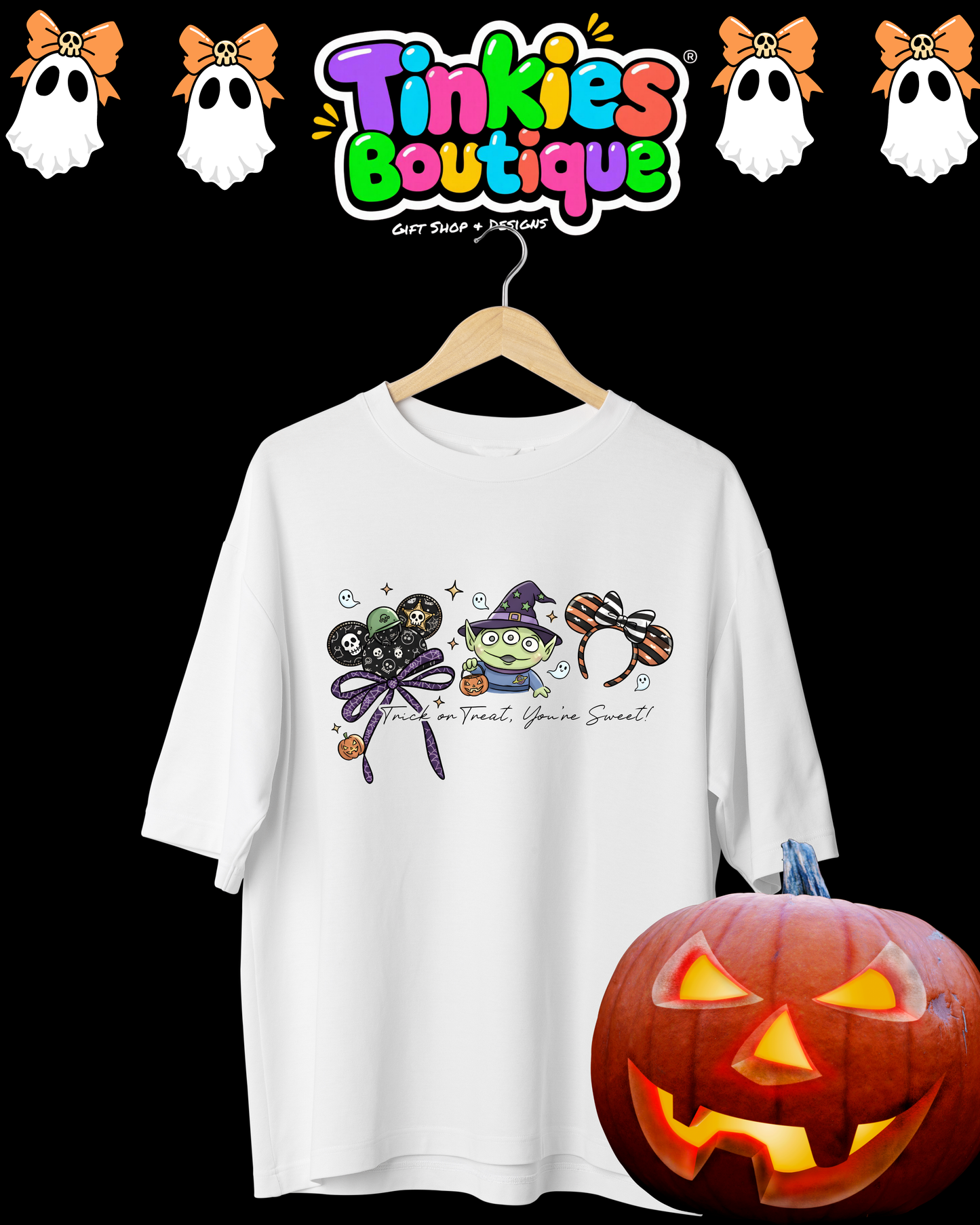 Halloween Disney-Inspired T-Shirt | Cute Pumpkin Mickey & Minnie Halloween Tee | Trick or Treat Shirt | Fall Aesthetic Graphic Tee | Tinkies Boutique