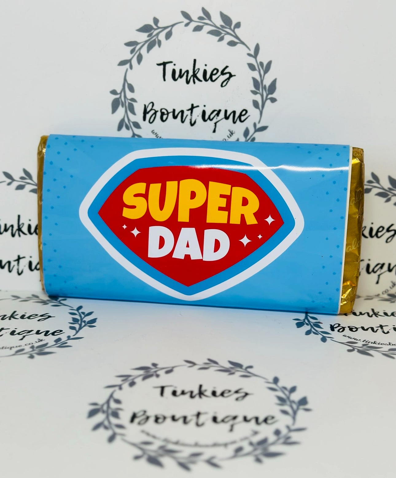 Fathers Day chocolate bar with personalised message on back