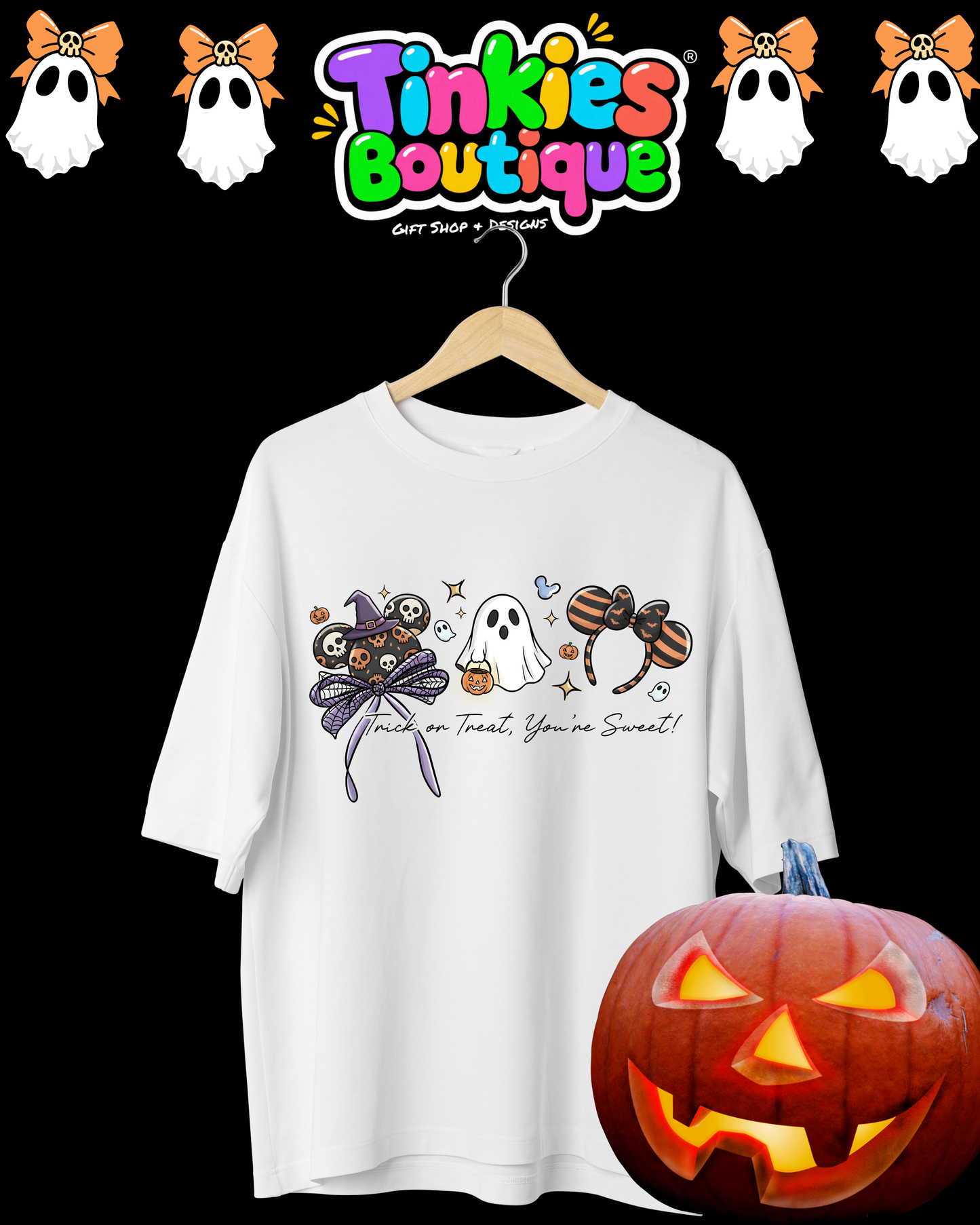 Halloween Disney-Inspired T-Shirt | Cute Pumpkin Mickey & Minnie Halloween Tee | Trick or Treat Shirt | Fall Aesthetic Graphic Tee | Tinkies Boutique