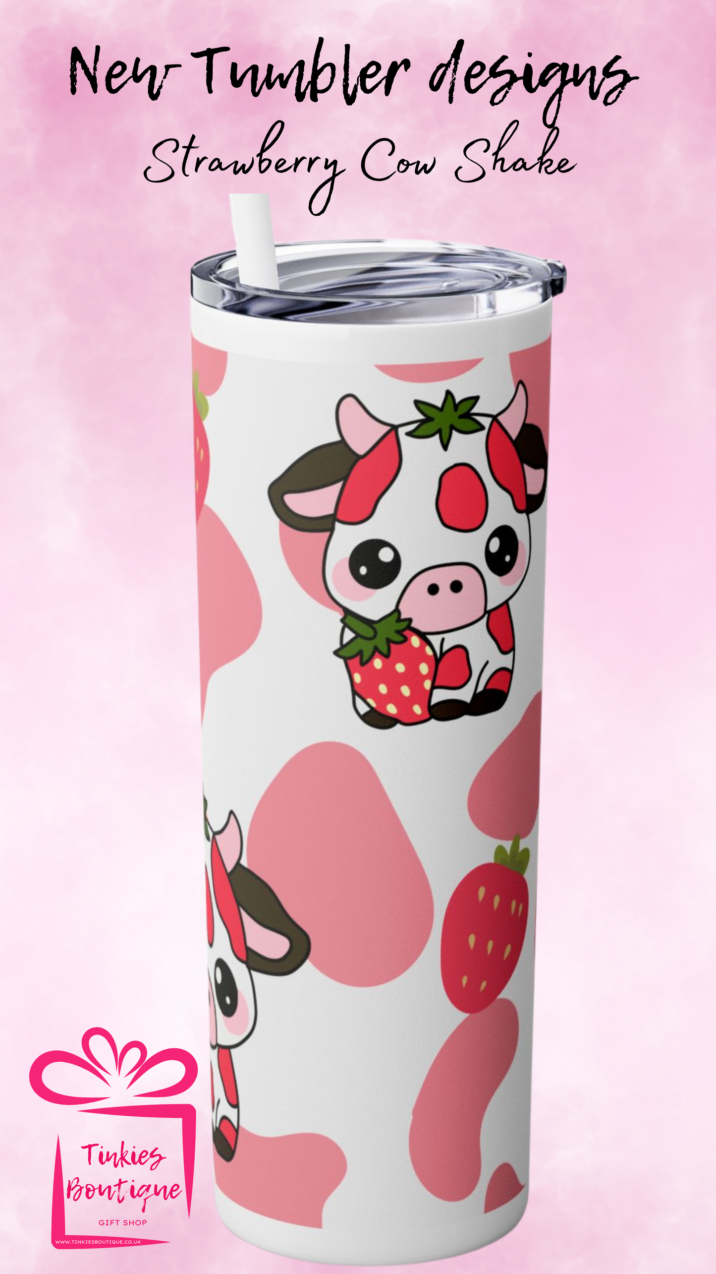 20oz Strawberry Cow Milkshake Dog Tumbler - Adorable & Fun Gift!