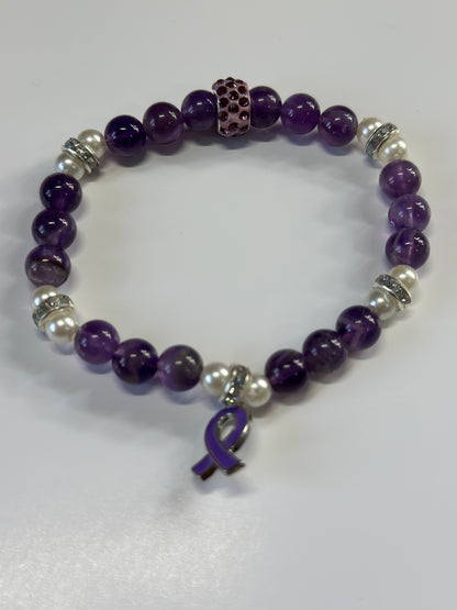 Fibromyalgia Awareness Bracelet – Purple Ribbon Gift for Her | Strength & Hope Jewelry
