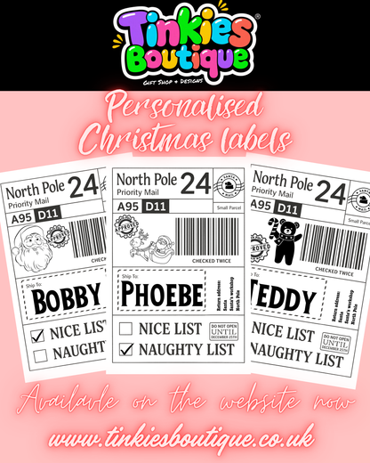 Personalised Santa Sticky Labels, Santa Mail, Santa Postage Labels, North Pole Post